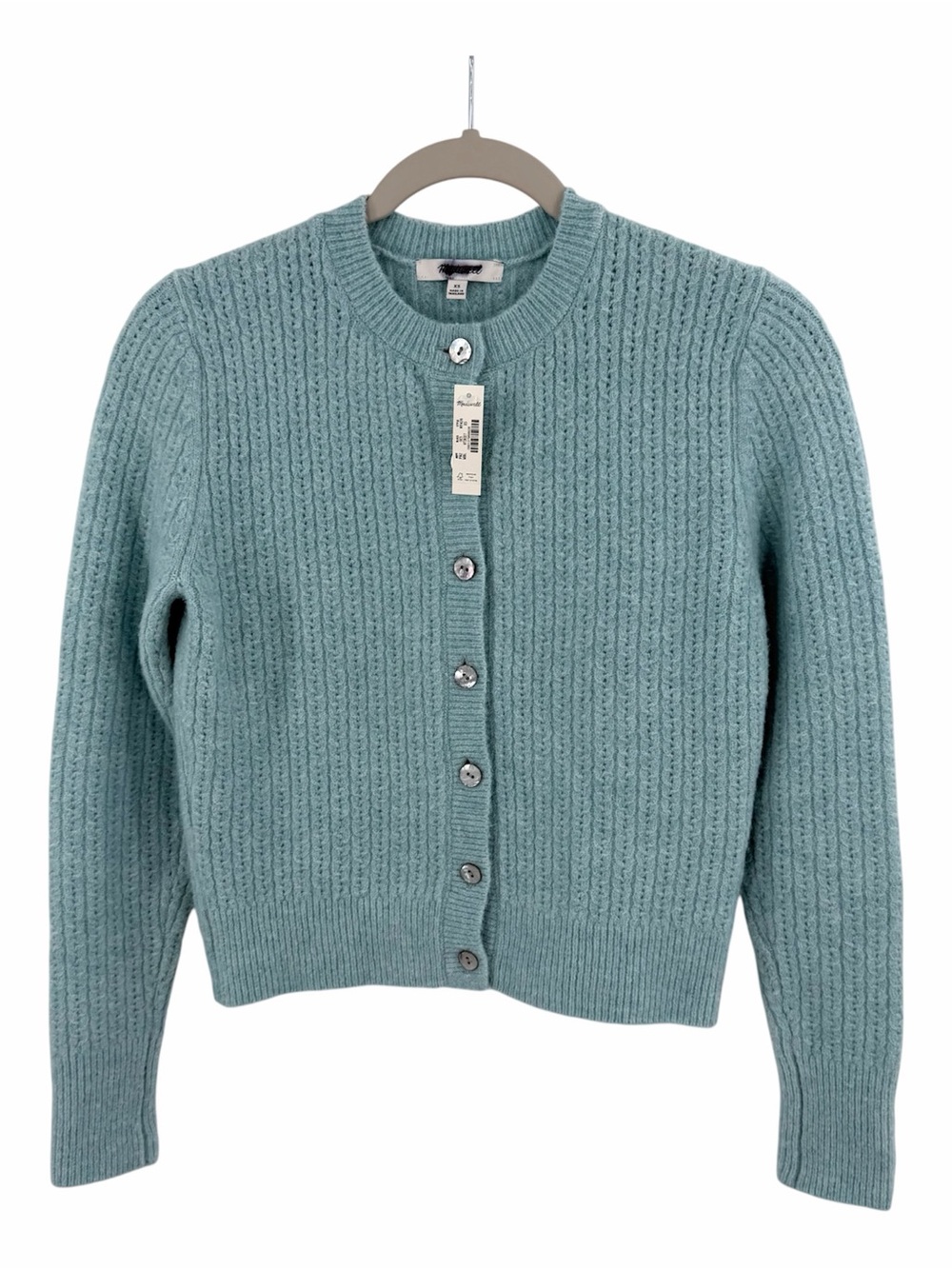 Madewell CloudSoft Cardigan in mint blue Size XS